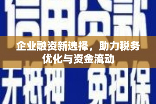 民丰企业融资新选择，助力税务优化与资金流动