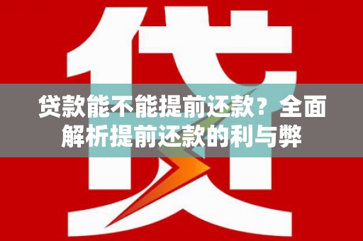 民丰贷款能不能提前还款？全面解析提前还款的利与弊