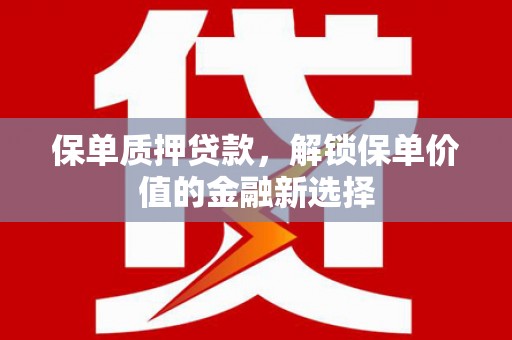 民丰保单质押贷款，解锁保单价值的金融新选择