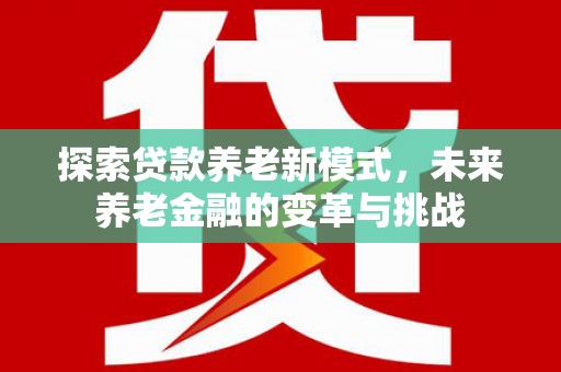 民丰探索贷款养老新模式，未来养老金融的变革与挑战