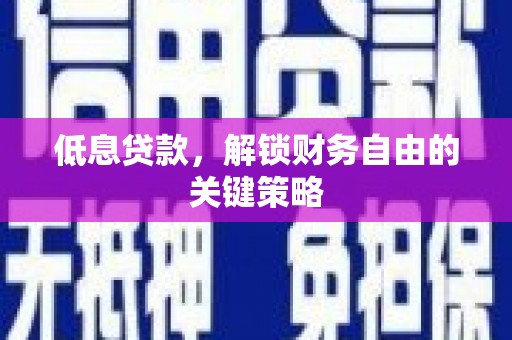 民丰低息贷款，解锁财务自由的关键策略