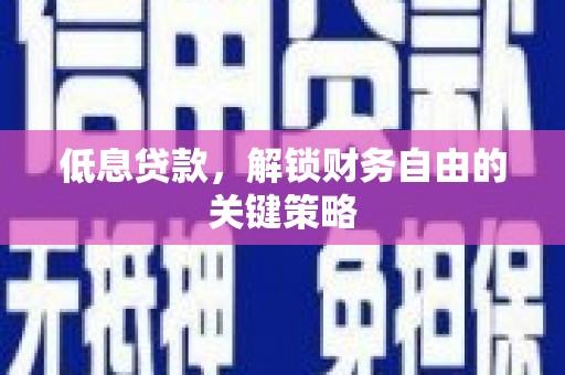 民丰低息贷款，解锁财务自由的关键策略