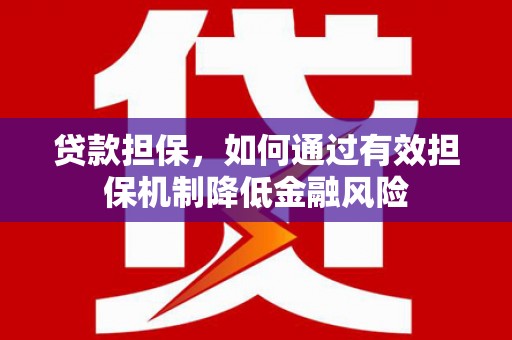 民丰贷款担保，如何通过有效担保机制降低金融风险